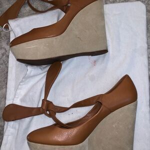 JLo Private Line Brown Leather Platform Wedges